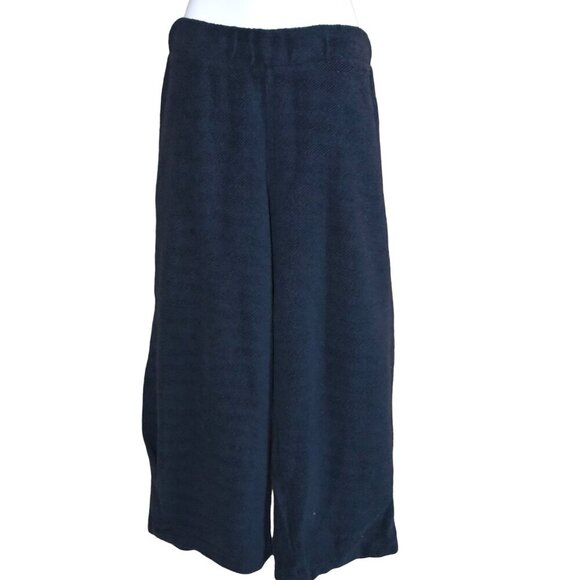 Free People Pants - Free People Beach Bloomer Cropped Wide Leg Pants in Terry Cotton Navy Sz S